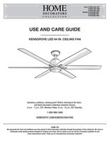 Home Decorators Collection KENSGROVE LED 64 IN YG493BBN KENSGROVE LED 64 IN YG493BEB KENSGROVE LED 64 IN YG493BWH Ceiling Fan Operating Manual